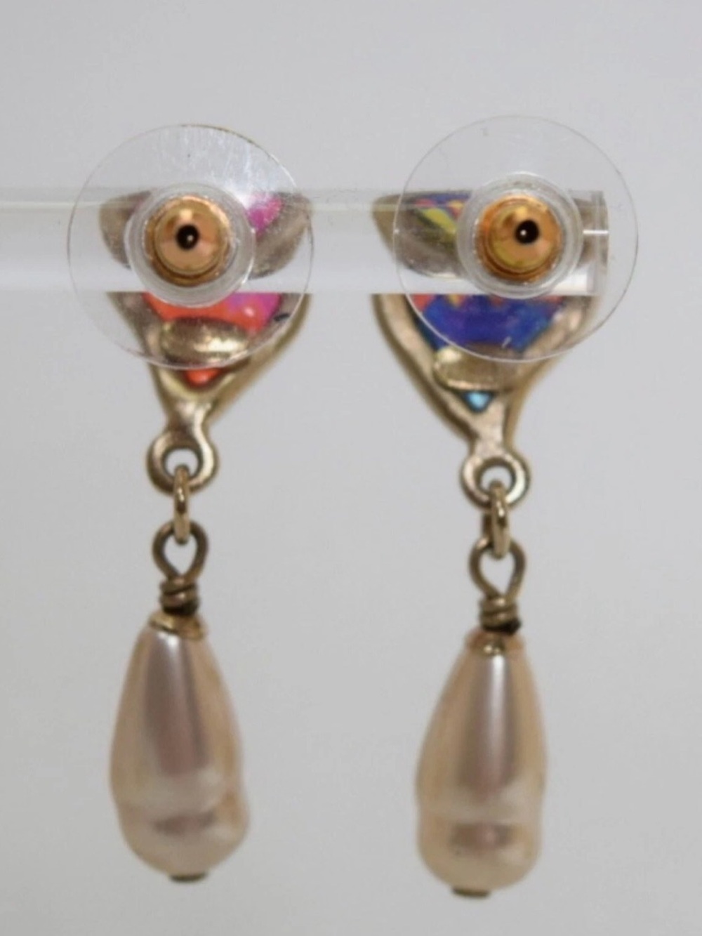 CHANEL Coco Mark Colored Stone Pearl Teardrop Earrings - Picture 3 of 7